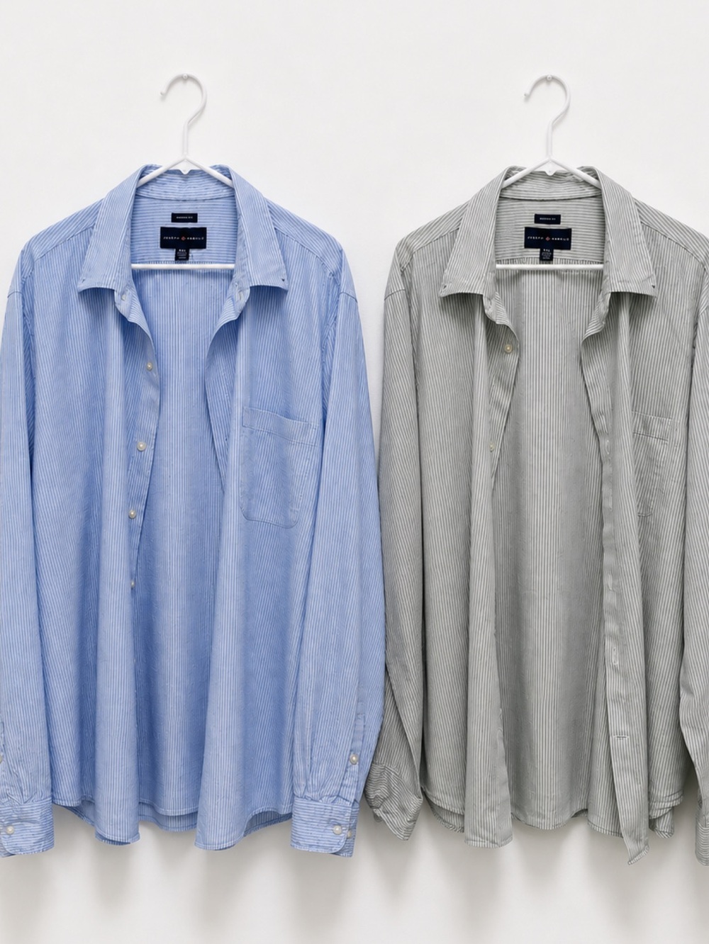 (2) Joseph Abboud Seersucker Button-Down Shirt - Light Blue & Light Green, XXL
